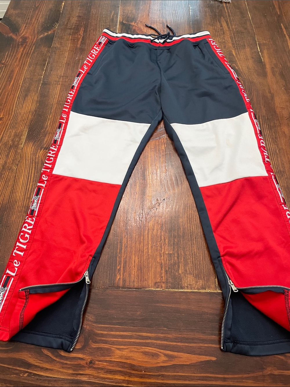 Le Tigre Men’s Colorblock Joggers in Black, Red & White
